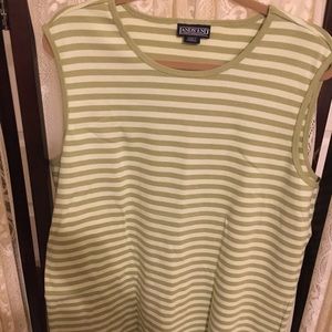 Lands' End Green Striped Tank Top